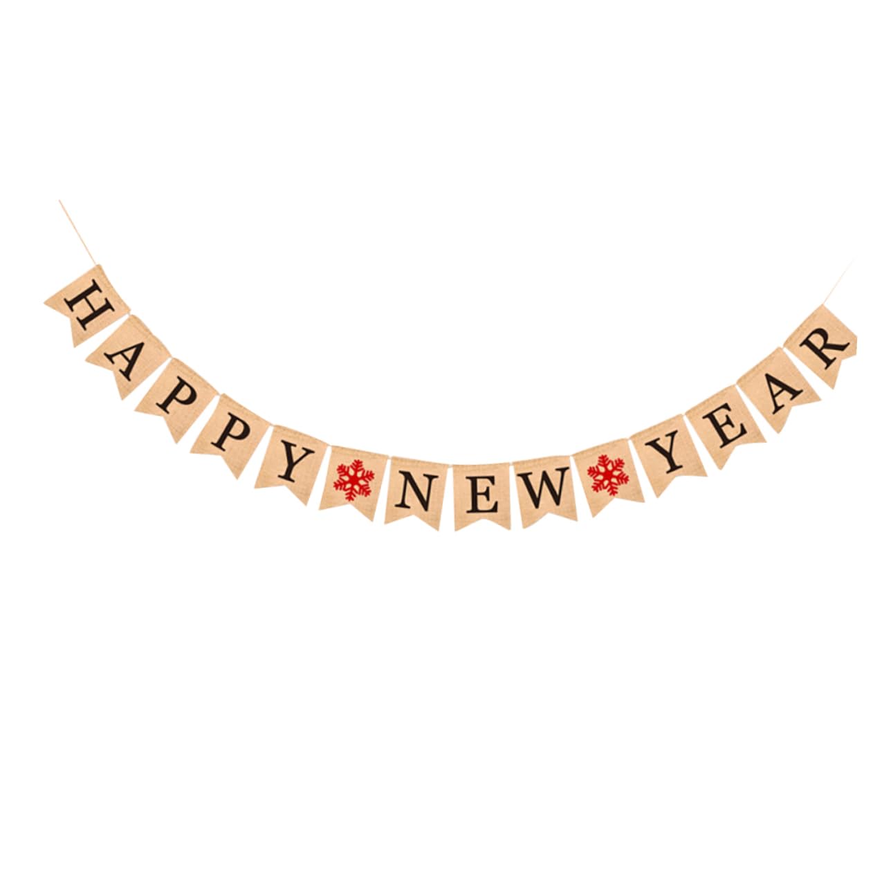 MAGICLULU 3 Pz striscione di felice anno striscione appeso in juta arredamento retrò happy new year buon anno ghirlanda bandiera della tela da imballaggio dell'annata stamina festiva