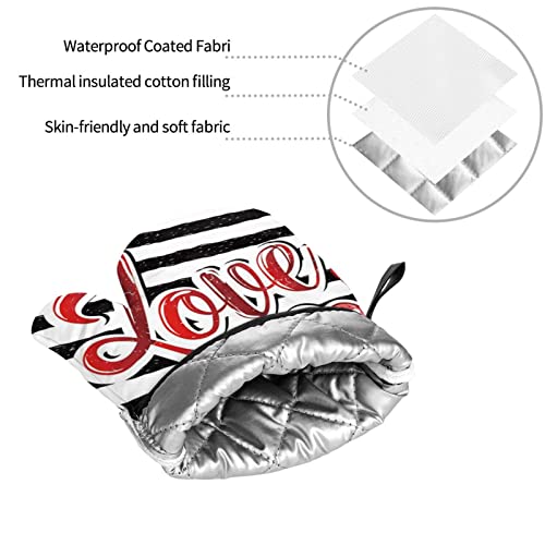 Paris Eiffel Tower Heart Oven Mitts And Pot Holders 4 Pcs Set Heat Resistant Non-Slip Oven Gloves And Potholders For Kitchen Cooking Baking Grilling Bbq #TOP7