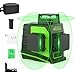 Huepar GF360G 3x360 Nivel Láser Verde 45m,MODO DE PULSO, USB, 3D Láseres de 12 Líneas, Autonivelador Línea Cruzado, Conmutables 360 Vertical/Horizontal, 360 Base Magnético