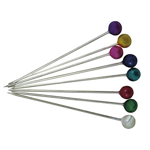 Alfinete cabeça de vidro colorida 100 unidades