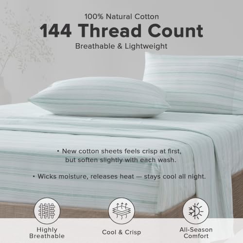 Image of Comfort Spaces 100% Cotton Percale Sheets King Sheet Set 4 Pcs, Good Vibes
