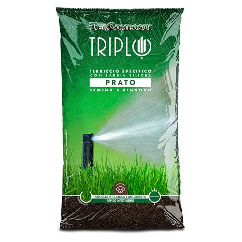 LovIStore Terriccio per Prato con Sabbia Silicea 70 Litri, Substrato Professionale per Semina e Rinnovo Tappeto Erboso, Terreno Terra per Prato Antimuschio con Ferro, Ideale per Giardino