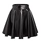 Alien Kostüm Damen Frauen Spaghetti Metallic Glitzer Bauchtanz Oberteil Crop Top+Faltenrock Mini Skater Röcke Kawaii 90er Jahre Burning Halloween Karneval Party Festival Rave Outfit Schwarz M