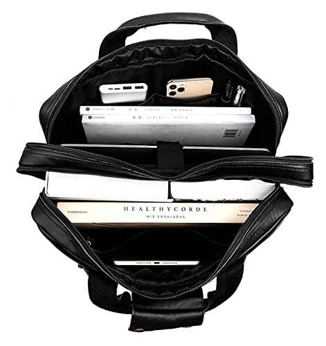 Leather Dual Compartment Expandable Briefcase for Men 15.6inch Laptop Crossbody Handbag3