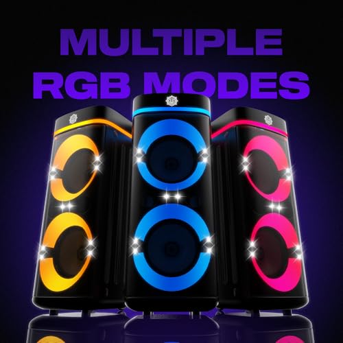 Image of DIGIMORE 240W PartyBox Speaker w /Wireless Mic | Dual 8 inch Boombox Speakers | AI Sound Boost & Deep Base Sound | RGB Lights, 10Hrs Battery & BT 5.3 /USB /TF /AUX for Parties & Gatherings (D-1382)