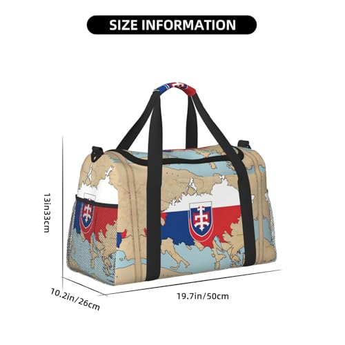 Slovakia position flag map print Travel Duffle Bag Gym Bag for Women,Puffer Tote Bag,Weekender Overnight Bag Organizer4