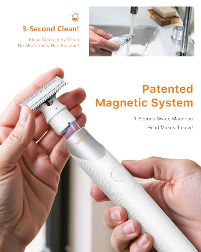 Image of New 2 in 1 Body & Nose Hair Trimmer - Electric Beard Razor for Men, All-in-One Groomer with Magnetic Nose Hair Head, Waterproof Wet /Dry Use, Groin /Ball Shaver, USB-C Fast Charging,White(Solo)