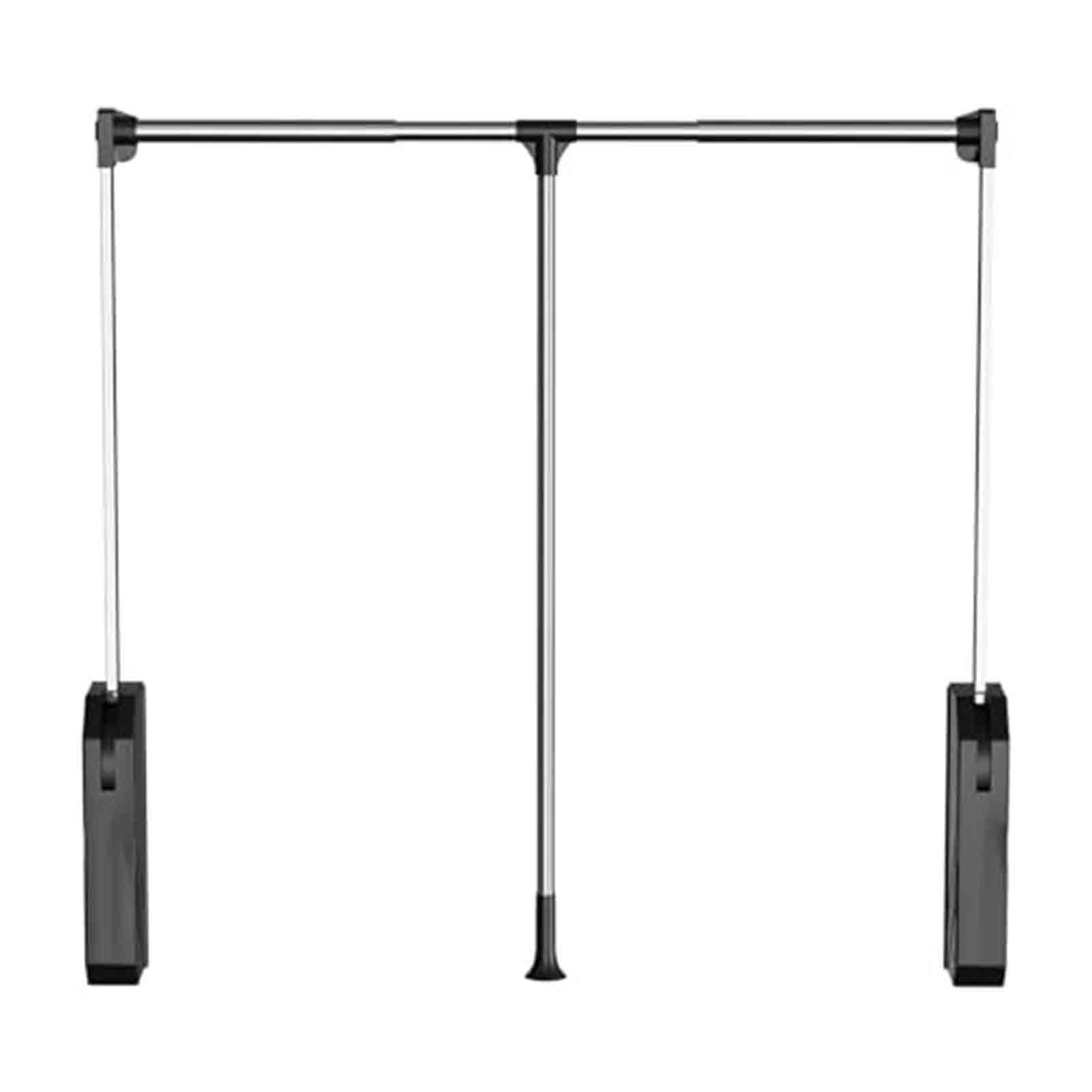 GTHTUHFD Pull Down Closet Rod, Heavy Duty Adjustable Clothes Hanger With Two-Way Buffering, Side & Back Mounted, 60Lbs Load Capacity, Wardrobe Rail Organizer 51-66cm