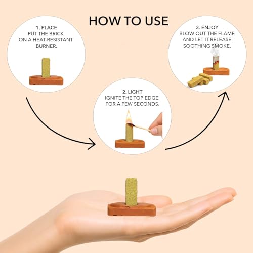 Image of ISHOM Smudge Incense Bricks Made with Patchouli Leaves & Oudh Oil, Long Lasting Aroma for Air Purification & Relaxation, Ideal for Meditation, Home Rituals & Aromatherapy (Pack of 15 with Holder)