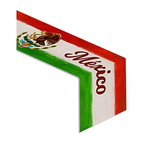 Rainlemon Linen Viva Mexico Table Runner Mexico Independence Day Kitchen Dinning Room Decoration Cover
