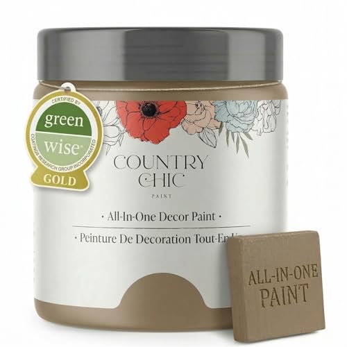 Country Chic All-in-One Chalk Paint for Furniture, Cabinets, Home Decor, Eco-Friendly, Matte Finish, Built-In Primer & Top Coat for Wood, Metal - Driftwood (Brown) - 4 oz (118 ml)