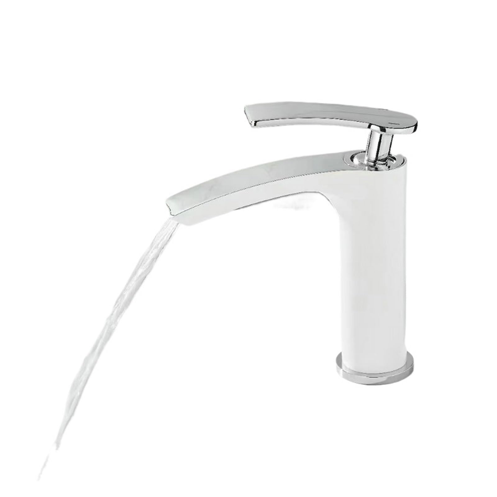 Gqnblvhzupdm White Chrome Short Kitchen Faucets, Basin Faucet Brass Mixer Hot Cold Tap, White/Chrome/Black/Gold Bathroom Waterfall Faucets(White Chrome Short)