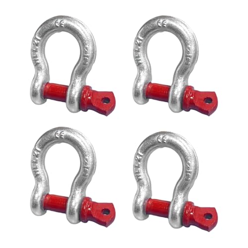 Jortmrd 4 Pièces Manille de Levage 2t Manille Haute Résistance avec Boulons à œil - | Acier Galvanisé à Chaud | - pour le Camping, L'escalade, le Transport et le Levage de Charges (WLL : 2,0 t)