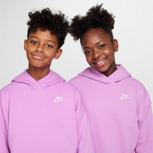 Nike Sportswear Club Fleece Big Kids' Oversized Pullover Hoodie (FZ5579-532, Rush Fuchsia/White)3