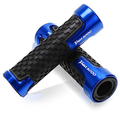 Poignées de guidon moto 22mm bleu Yamaha VMax 1200 anti-dérapant