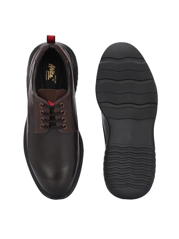 Image of HITZ Men's Brown Leather Casual Lace Up Shoes