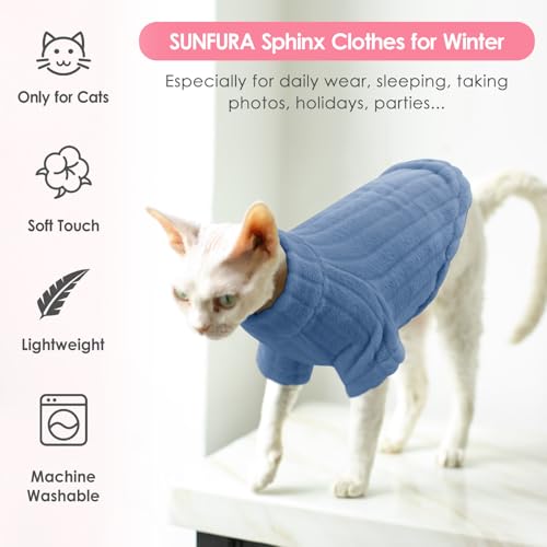 SUNFURA Suéteres para gatos, suéter de gato Sphynx sem pelos, pulôver de gatinho com mangas, pijama