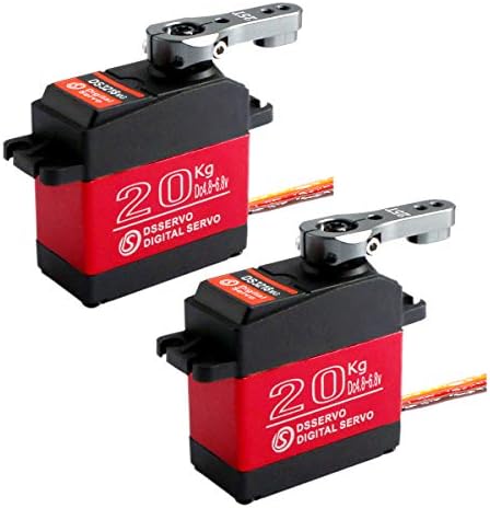 2 Sets 20KG RC Digital Servo - Large Torque High Speed Full Metal Gear - Waterproof 180 Degree Servo Motor with 25T Servo Horn for RC Robotic Arm Model DIY Baja Car 1/10 Scale Crawler Truck