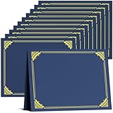 CreGear 10 Pack Certificate Holders 8.5 x 11, Navy Blue Diploma Holders Certificate Covers with Gold Foil Border, Award Certificates Holder for Letter Size 8.5 x 11, Documents, Graduation