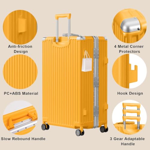 Image of AnyZip Luggage Sets 2 Piece Aluminum Frame Carry On and Checked Suitcase PC ABS Hard Shell TSA Lock No Zipper(Orange, 20 /28)