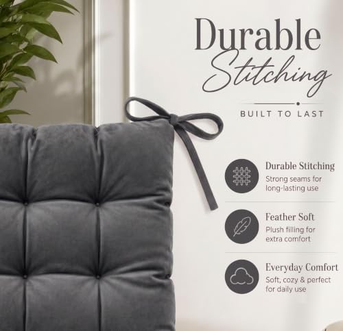 Image of BSB HOME Chair Pad Cushion with Tie Straps,Thick Tufted Seat Cushion for Dining,Office & Wooden Chairs,Soft Comfortable Chair Seat Pad with Durable Stitching,16 x 16 Inches(41 x 41 cm)-Anthracite Grey