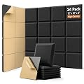 SODOCT 24 Pack Acoustic Foam Panels Flat Shape, Self-Adhesive 12 x 12 x 2 Inches, High-Density Acoustic Foam, Sound Proofing, Sound Absorbing Panels for Studio, Podcast, Home Office
