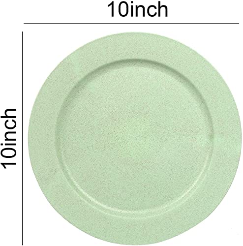 Shopwithgreen 10 Inch Wheat Straw Dinner Plates, Unbreakable Sturdy Plastic Dinner Plates, Microwave And Dishwasher Safe #TOP1