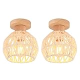 ⭐【 Plafonnier en Rotin de Style Bohème 】: Le plafonnier avec un abat-jour en rotin fait à la main combiné à du bois naturel. La cage en structure ajourée crée un effet de lumière étonnant. Habille la décoration intérieure de votre maison ou appartement.