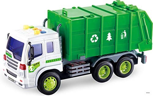 Memtes Friction Powered Garbage Truck Toy with Lights and Sound for Kids