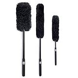 MeGa, Premium Wheel Handle Woolies Brush, Detail Wheel Brushes Kit (Set of 3), 100% Sheepskin Scratchless Brushes for Car Rims with Rubber Grip, Rim Cleaner, Wheel Cleaner, Detailing Wheel Brush