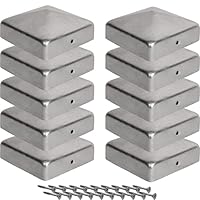 VIRKUJA Zaunpfosten Kappen 9x9 cm - 10 Stück Verzinkte Pfostenabdeckung aus Metall, 90x90 mm Pyramidenform - Pfostenabdeckung für Holzpfosten, Witterungsbeständige Schutzkappe inkl. Schrauben