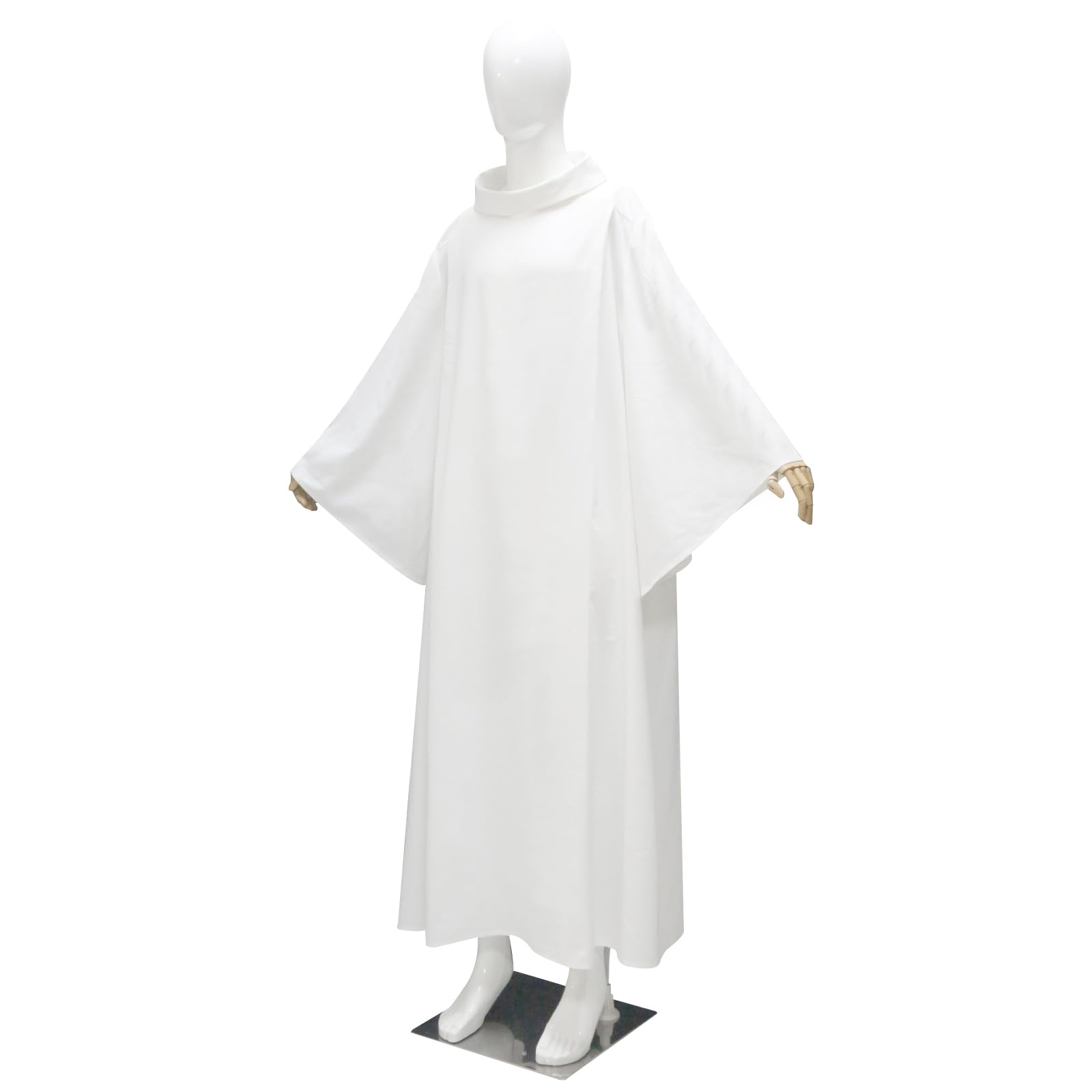 MYAYD Bata unisex de algodón para clero, púlpito litúrgico, uniforme suelto, talla grande, color blanco