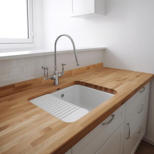 Image of Oak Wood Backsplash, 25x4x3 /4 inches, USA-Grown Solid Hardwood, Pre-Sanded & Pre-Finished, Ready to Use, Ideal for Pairing with CONSDAN Butcher Block Countertop