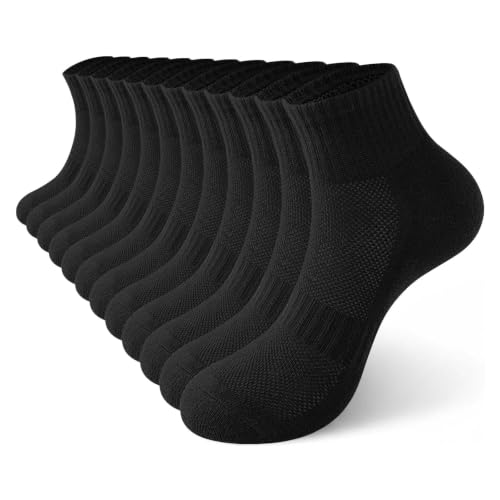 Image of Womens Ankle Socks Cotton Mini Crew Cushioned Running Workout Socks 6 Pairs