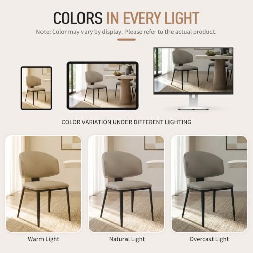 Image of Dining Chairs Set of 2, Faux Leather Dining Chairs, Milk Coffee