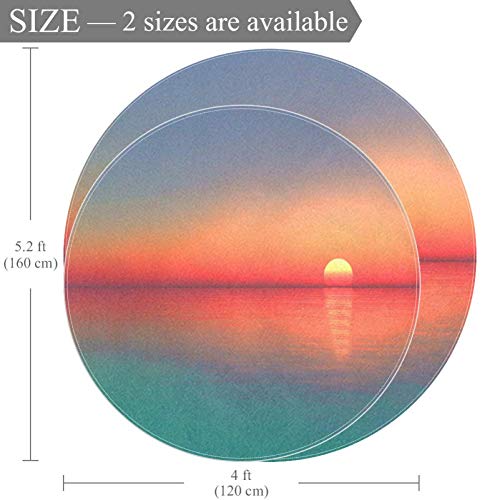 Tapis rond océan et coucher de soleil multicolore antidérapant en polyester de 160 cm - 3