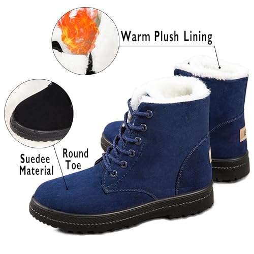Boots for Women Snow Suede Warmth Lace-Up Winter Ladies Shoes Durable and Traction2