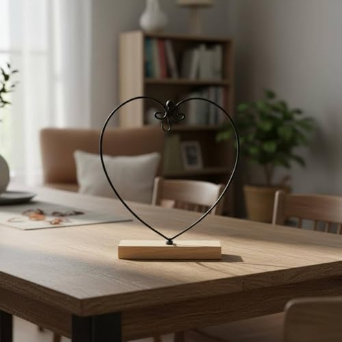 Soporte De Corazón Con Base De Madera Cuadrada Estante Hierro 3