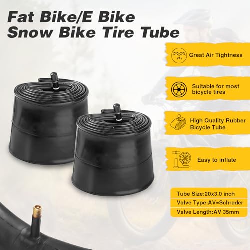 16/20x3.0 E-Bike Tire Robust Fat BikeTyre for MTB/Ebikes,Durable All-Terrain Directional Knobby Tread,Superior for Street & Trail Adventures (20 x 3 Tire, 2 Tires + 2 Inner Tubes + 2 Tire Levers)