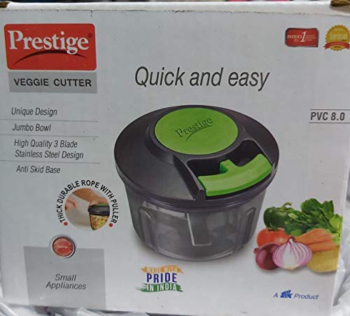 Image of Prestige Deluxe Plus Baby Induction Base Aluminium Pressure Handi, 2 Litres, Flame Red + Prestige Veggie Cutter PVC 8.0 COMBO