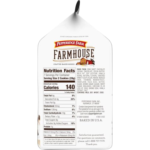 Image of Pepperidge Farm Farmhouse Thin & Crispy Dark Chocolate Chip Cookies, 6.9 Oz