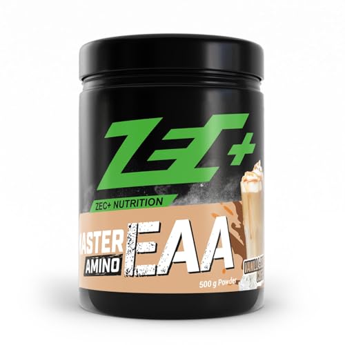 Zec+ Master Amino EAA Pulver – 8 essentielle Aminosäuren und dem patentierten Wirkstoff AstraGin, 100% vegan, Made in Germany (Vanilla-Iced Coffee)