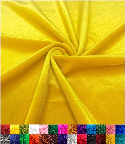 Barcelonetta | Stretch Velvet Fabric | Luxury & Soft | Velvet Fabric | 60" Wide Roll | 10% Spandex | Sewing, Apparel, Upholstery (Yellow, 2 Yards)
