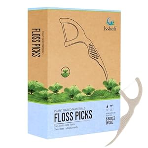 Natural Dental Floss Picks (300 Count) – Plant Based, PETA Approved Vegan, Eco Friendly, Sustainable Dental Flossers – Twin Floss (Mint)