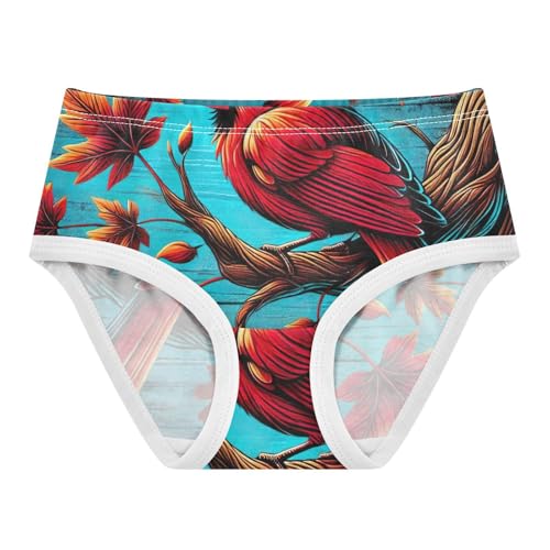 Florals Toddler Girls Underwear 2t Cotton Panties for Girl Autumn Leaves Red Bird Blue Kids Undies Briefs