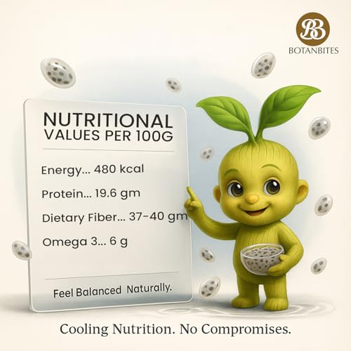 Image of BOTANBITES Basil Seeds Combo 500g | Rich in Fibre & Plant-Based Omega-3 | Natural Superfood for Fat Loss, Digestion & Hydration | Sabja Seeds for Eating & Drinking | Vegan & Gluten-Free | 250g x 2 (500 G)