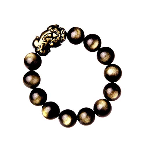 Obsidienne naturelle Pi Xiu 16mm bracelet de luxe en perles sombres