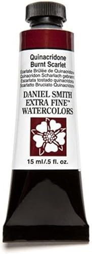 DANIEL SMITH 284600087 Tubo de pintura de acuarela extrafina de 05fl oz quinacridona escarlata quemado DANIEL SMITH 284600087 Tubo de pintura de acuarela extrafina de 05fl oz quinacridona escarlata quemado
