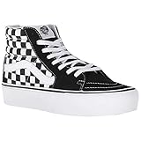 Marca: vans Vans Mujer Negro/True Blanco Checkerboard SK8-Hi Platform Zapatillas-UK 3