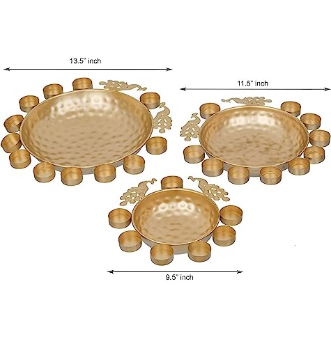 Cuencos decorativos de pavo real para el hogar, set de 3 boles de mesa hechos a mano 3